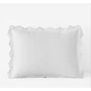 The Company Store Company Cotton Embroidered Scallop Ivory Sateen Sham, Standard